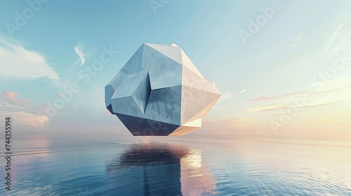 3d render of a floating geometric structure that challenges perceptions of gravity and space