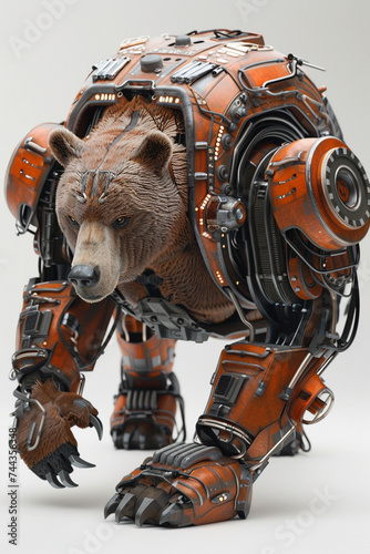 3d render of a mechanical grizzly bear with hibernation energy storage technology