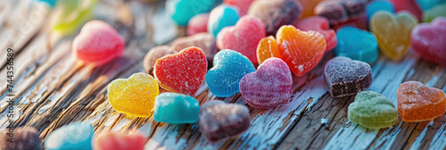 Colorful heart-shaped candies