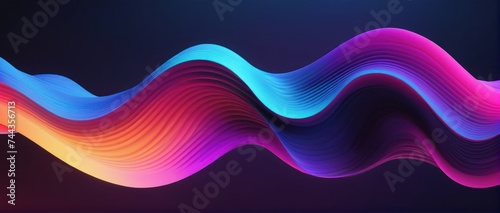 Abstract neon wave in 3D on dark background.