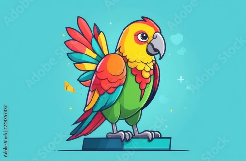 Beautiful colorful parrot  isolated illustration  macaw on plain background mockup for pet store or veterinary clinic