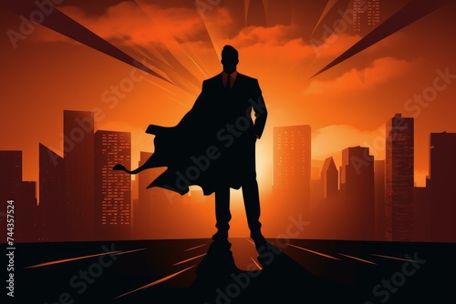 Super businessman hero. Person corporate. Generate Ai