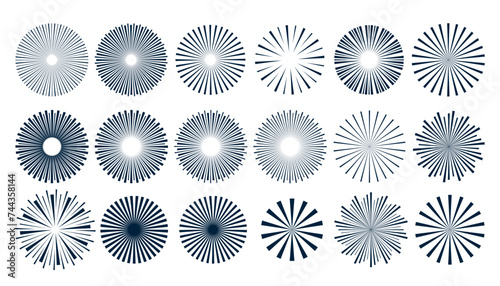 pack of sun rays burst silhouette design