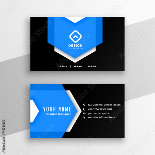 black and blue professional business card layout design