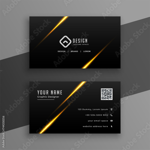 luxurious dark black company identity card layout with golden touch