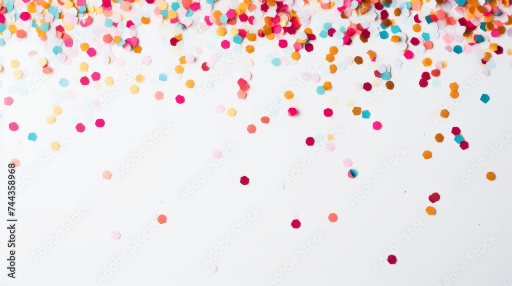 Colorful confetti on white background