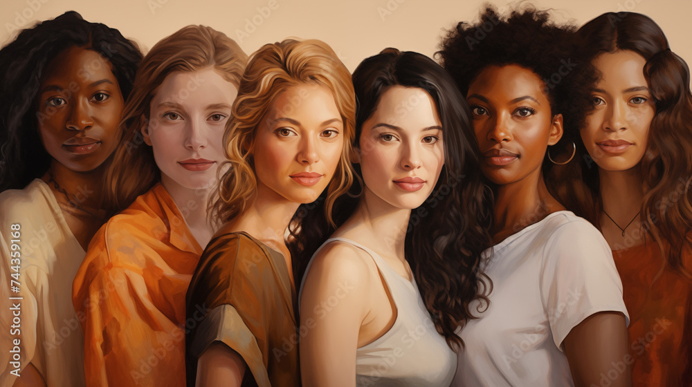 Portrait of difference woman diverse races, women's day concept Portrait of difference woman diverse races, women's day concept