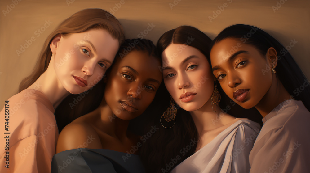 Obraz premium Portrait of difference woman diverse races, women's day concept