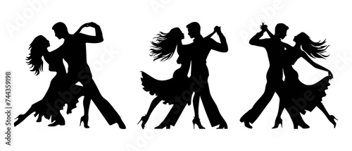 Salsa Dance Partners black filled vector Illustration