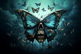 Skull butterfly. Art party floral. Generate Ai