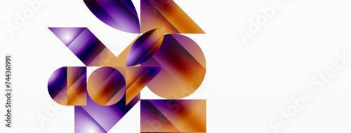 Serene gradient template. Circles and triangles mingle in minimalist perfection. Gentle fusion of forms and hues creates balanced yet captivating backdrop, embodying modern sophistication
