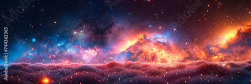 cloud aurora cosmic banner background ,
Beautiful view of deep dark galaxy 

