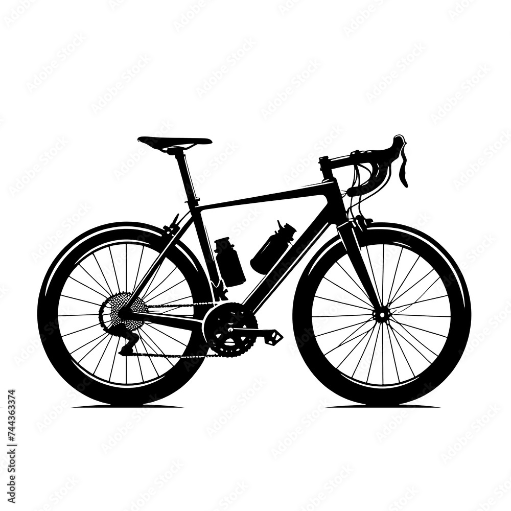Fototapeta premium Road bike in silhouette illustration and png