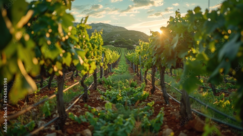 vineyard landscape, grape harvest.