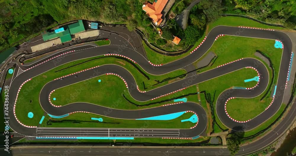 Aerial view karting track in a picturesque place among the mountains on the island of Madeira, Portugal