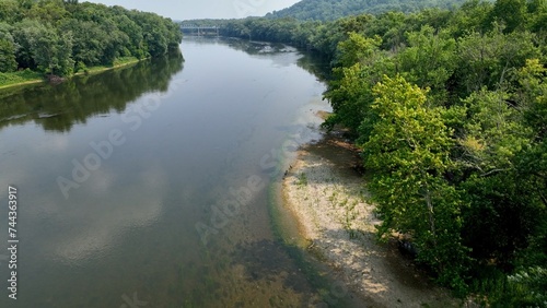 Potomac river gently flowing in peaceful countryside in Maryland  Virginia state line