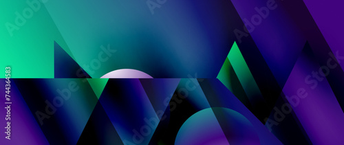 Captivating abstract backdrop composed of interlocking triangles and circles, forming an intriguing dance of shapes and patterns that exude both elegance and modernity