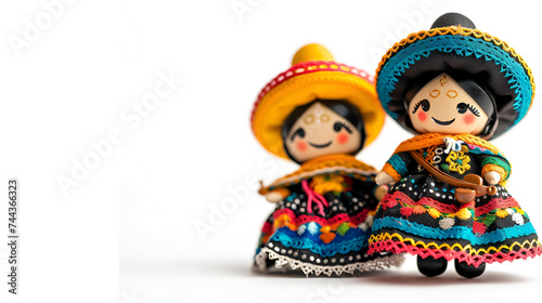 Dolls with White Background, Cinco de Mayo holiday background, ai generated
