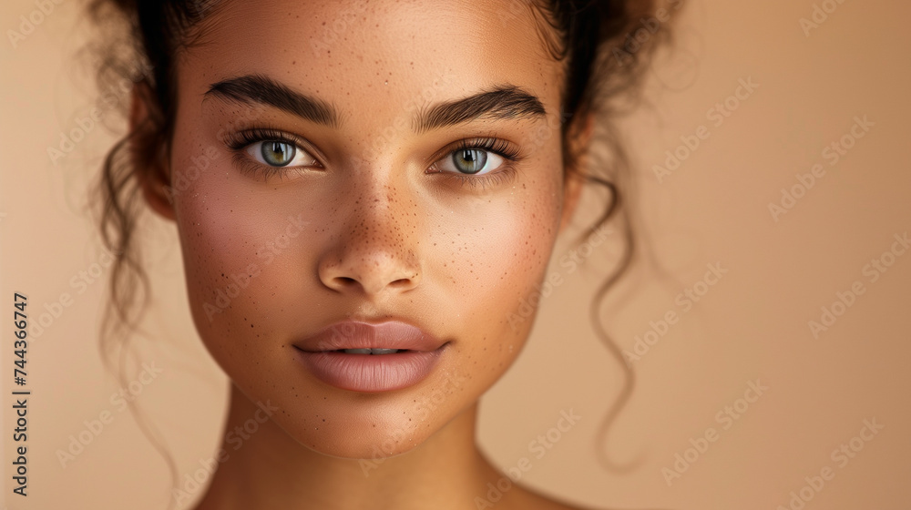 Close-up of a beautiful woman with natural beauty Close-up of a beautiful woman with natural beauty