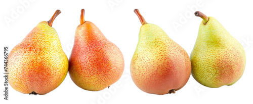 isolated ripe green pear fruit in set