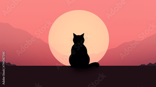 Black Cat Silhouette. Generative AI.