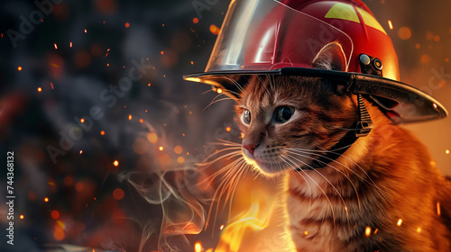 Firefighter Cat. Generative AI.