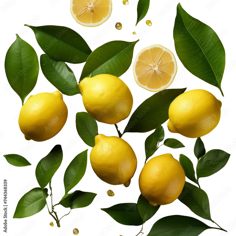 fruit - Fresh. Delicious lemons with leaves