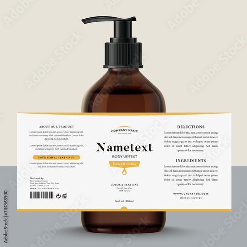 Cosmetic print label and packaging bottle jar skin care cream, lotion, face wash, oil, and soap beauty design.