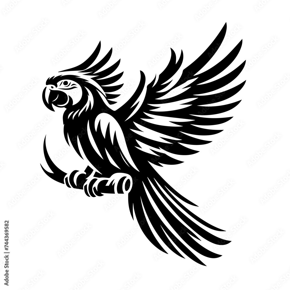 Parrot silhouette vector isolated on white background 
