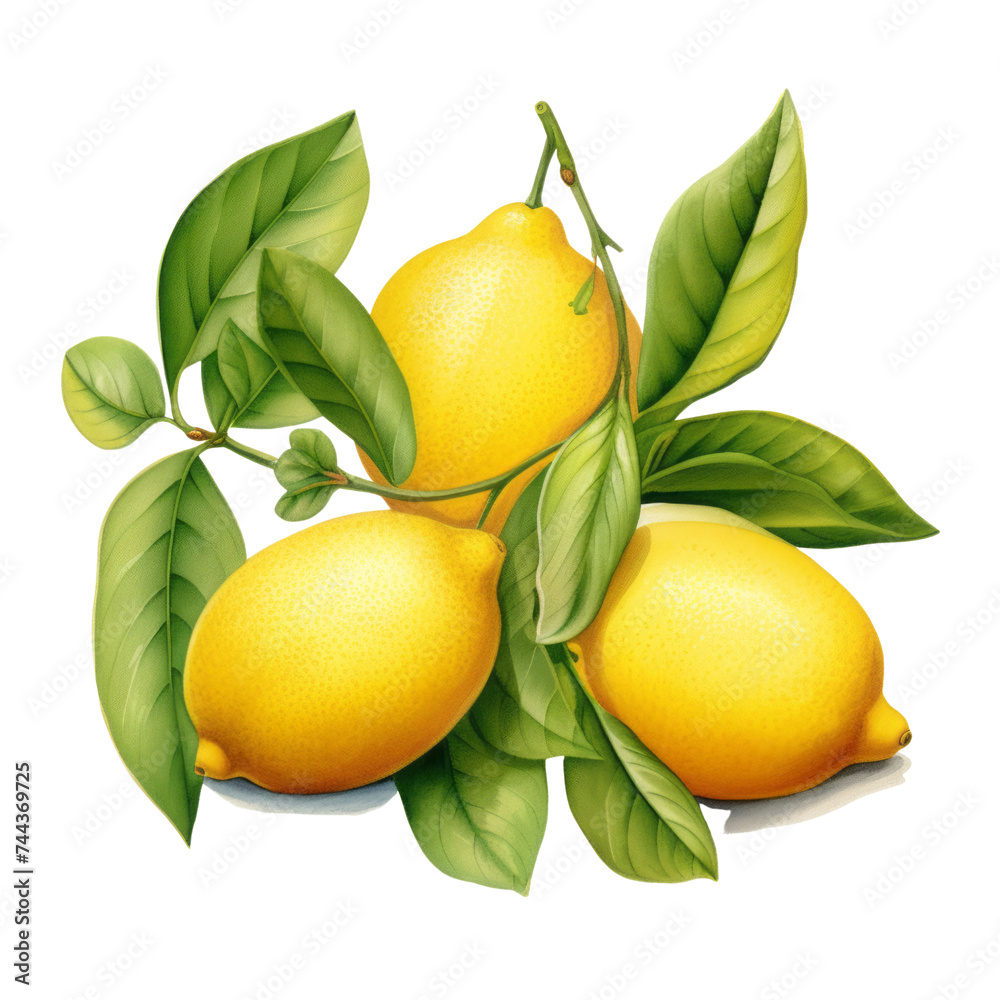fruit - Flavorful. Delicious lemons with leaves