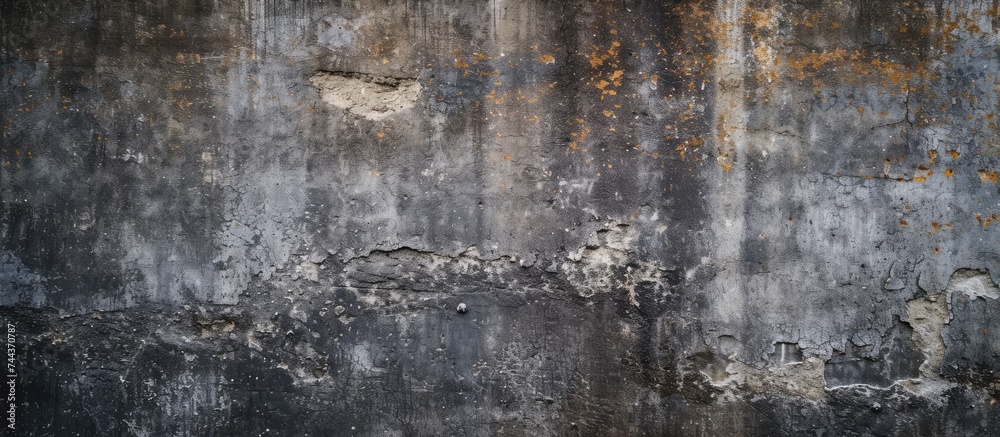 This photo showcases a gritty and weathered cement wall with paint splatters, providing a rough and raw backdrop.