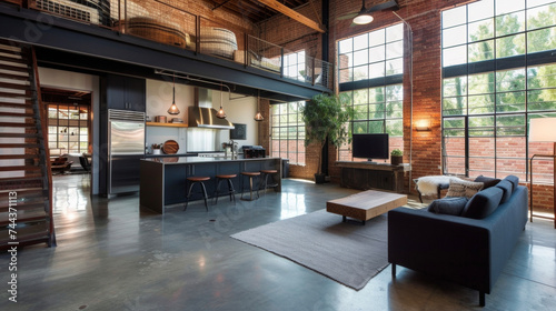This repurposed warehouse is now a sleek and stylish home with a creative design that honors its history. The original concrete floors and metal supports have been preserved © Justlight