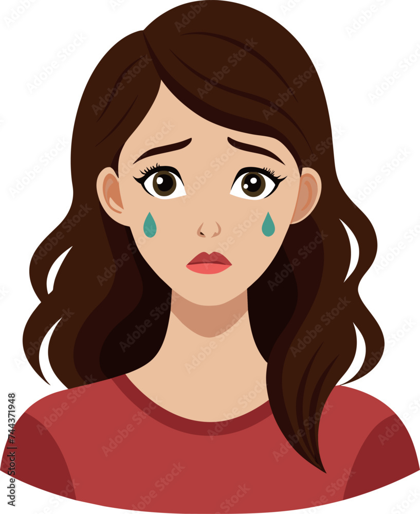 Illustration of a woman crying with tears in her face on isolated white background Illustration of a woman crying with tears in her face on isolated white background