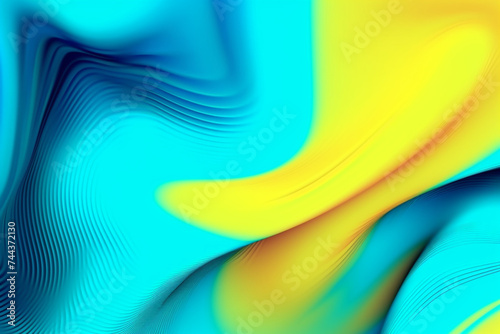 abstract neon wave blob striped motion curves composition morping amoeba fluid teal yellow shape background photo