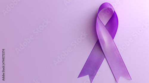 Awareness Purple Ribbon: Realistic Purple Ribbon Epilepsy Awareness Illustration, Generative AI