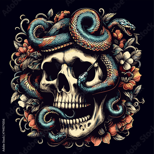 skull and snake