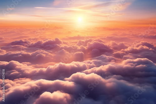 aerial photo of sunrise above the clouds © alisaaa