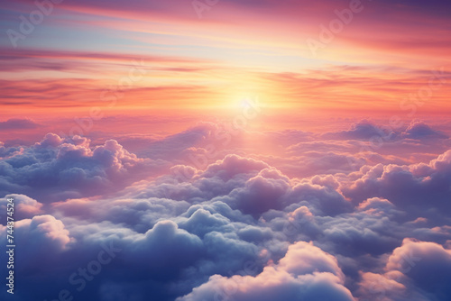 aerial photo of sunrise above the clouds © alisaaa