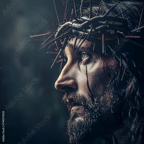 The passion of christ, christ with thorn crown on his head, jesus christ ransom sacrifice, easter holiday photo