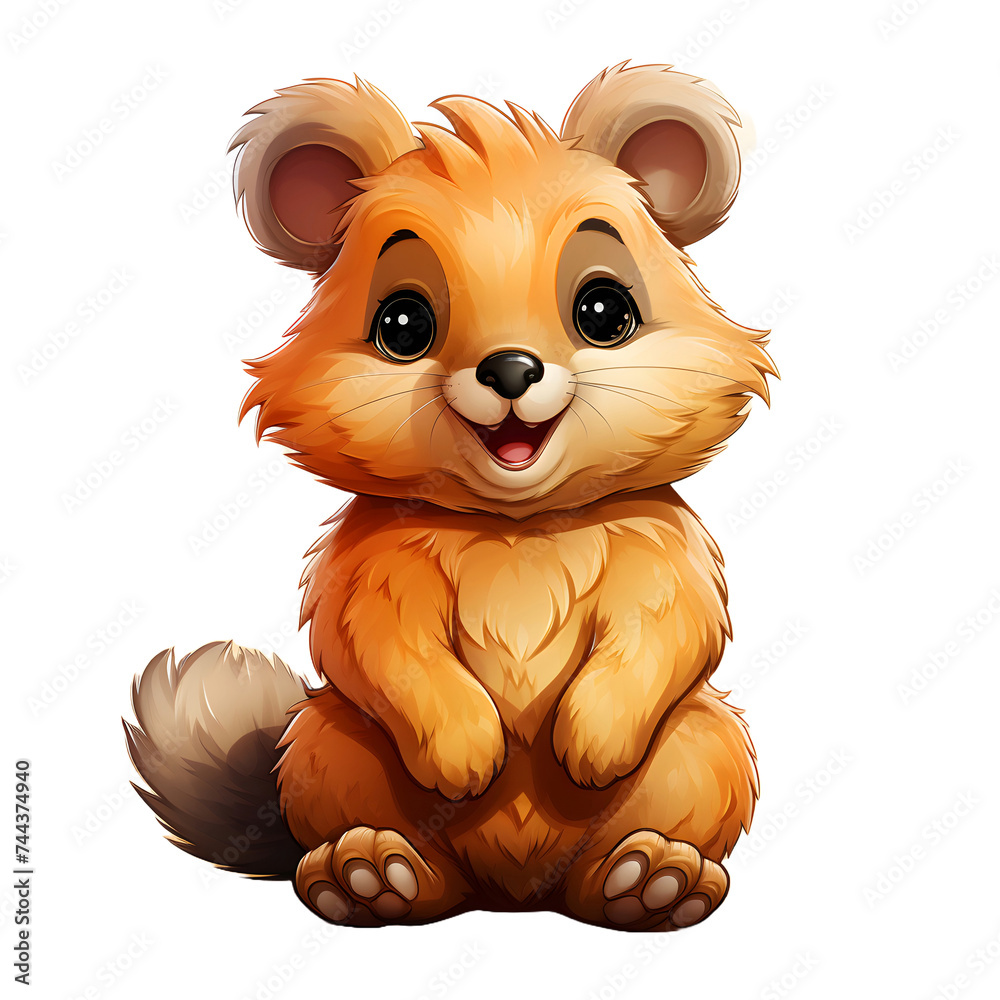 Fototapeta premium Cute Quokka Cartoon Illustration Isolated on Transparent Background