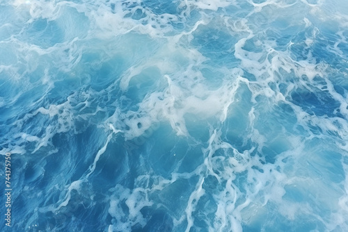 Aerial view of ripple sea waves. Blue sea texture with waves. Water sea or ocean for background