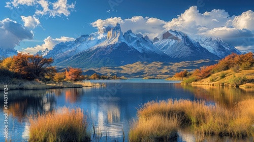 The Torres del Paine Mountains, Park Torres del Paine, Patagonia photo