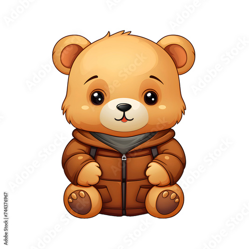 Cute Bear Cartoon Illustration Isolated on Transparent Background. Teddy Bear Doll