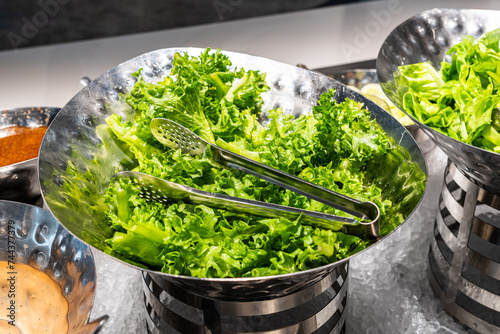 Green lettuce bowl from salad bar