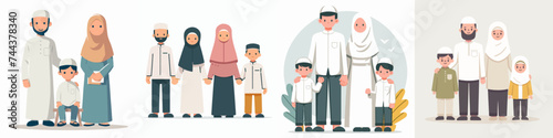 Vector Muslim family with a simple flat design style © Sabiqul Fahmi