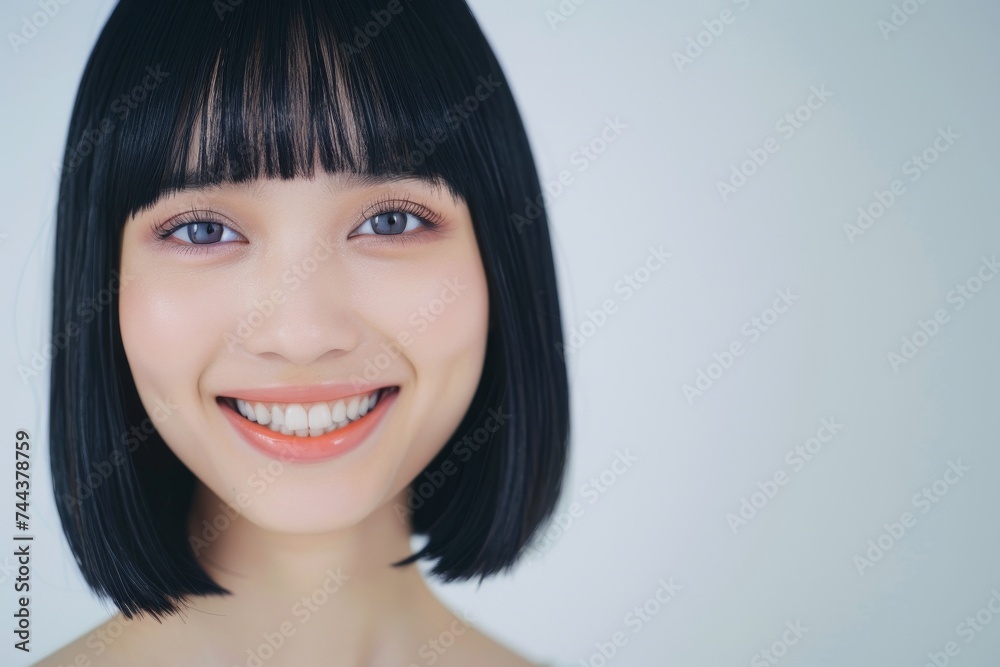 黒髪ボブの髪の綺麗な日本人女性(縮毛矯正・ストレート・ボブヘア) 黒髪ボブの髪の綺麗な日本人女性(縮毛矯正・ストレート・ボブヘア)