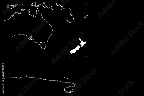 New Zealand map Australia black background
