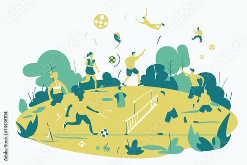 people doing sport at the park