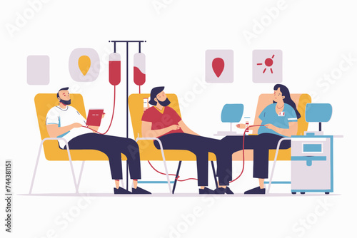 People Doing Blood Donation Flat Design