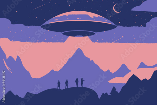 Alien Abduction Flat Design